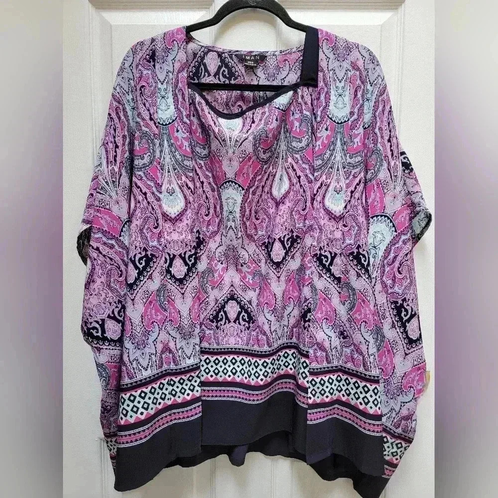 Iman 2 Piece Boho Cold Shoulder Blouse Set Size Oversized XS/Small